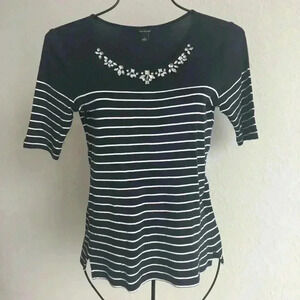 Ann‎ Taylor embellished striped T-shirt